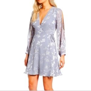 ASTR The Label dusty blue open shoulder wrap dress medium